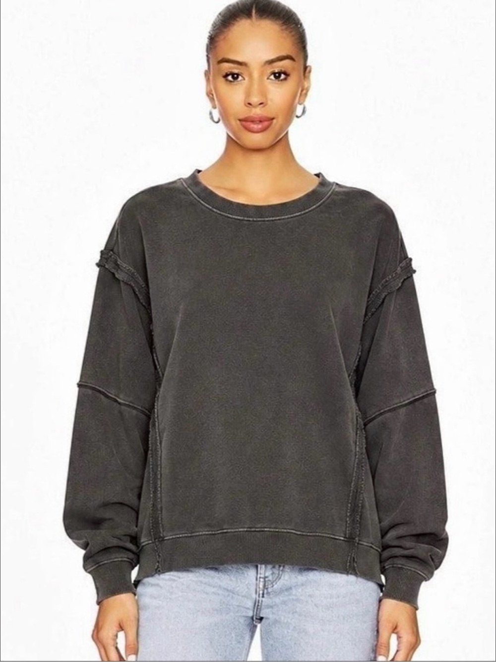 Sweatshirt Black Long Sleeve Size Medium